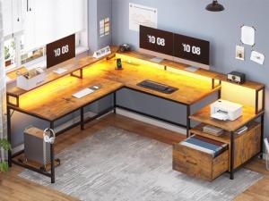 SEDETA 66" L Shaped Office Desk with Storage