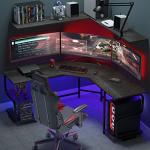 Teraves L-Shaped Desk with Shelves - Black Oak