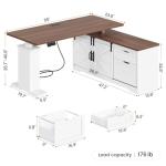 Farmhouse L Shaped Standing Desk with Storage