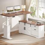 Farmhouse L Shaped Standing Desk with Storage