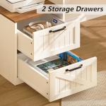 YOMILUVE 63" Farmhouse L Shaped Desk with Storage