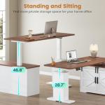 Farmhouse L Shaped Standing Desk with Storage