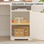 YOMILUVE 63" Farmhouse L Shaped Desk with Storage