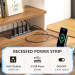 YOMILUVE 63" Farmhouse L Shaped Desk with Storage