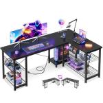 Casaottima 51 Inch L Shaped Gaming Desk with Shelves