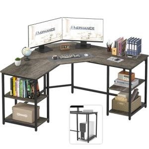 Large L-Shaped Corner Desk with Shelves