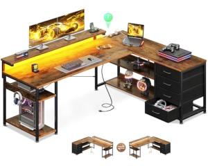 AODK 61" L-Shaped Desk with LED Lights