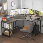 Large L-Shaped Corner Desk with Shelves