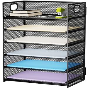 Marbrasse 6-Tier Mesh Paper Organizer Tray - Black