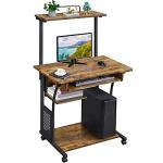 Rolling Computer Desk with Keyboard Tray and Printer Shelf