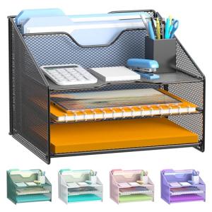 Samstar Mesh Desk File Organizer with Paper Trays
