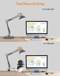 Adjustable Metal Desk Lamp with Clamp - Sandy Black