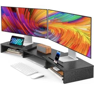 Dual Monitor Stand Riser with Desktop Organizer