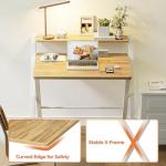 GreenForest Foldable Small Desk with Storage Shelf