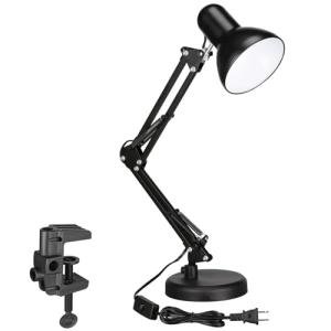 Adjustable Black Desk Lamp with Clamp and Gooseneck