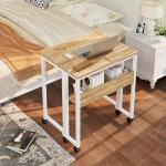 Compact Folding Desk with Wheels and Storage Shelf