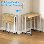 Compact Folding Desk with Wheels and Storage Shelf