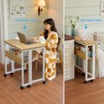 Compact Folding Desk with Wheels and Storage Shelf