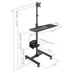Mobile Rolling Computer Cart with Monitor Mount
