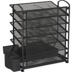 6-Tier Black Desk Document Organizer with Drawer