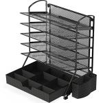 6-Tier Black Desk Document Organizer with Drawer