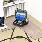 6-Tier Black Desk Document Organizer with Drawer