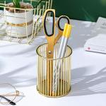 Metal Pencil Holder for Desk, Makeup Brushes, Gold