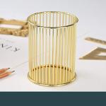 Metal Pencil Holder for Desk, Makeup Brushes, Gold