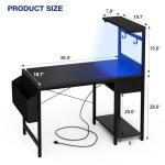 40 Inch Gaming Desk with Power Outlet and LED