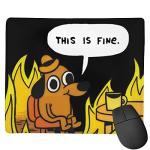 Funny Dog Fire Meme Mouse Pad with Non-Slip Base