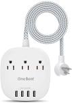 One Beat Power Strip with 3 Outlets & 4 USB Ports