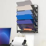 6-Tier Black Wall-Mount Document Organizer