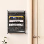 6-Tier Black Wall-Mount Document Organizer