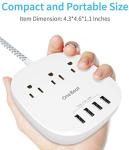 One Beat Power Strip with 3 Outlets & 4 USB Ports