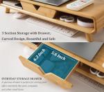 Bamboo Monitor Stand with Drawer - No Assembly Needed