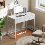 Furologee White Small Computer Desk with Drawers
