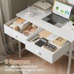 Furologee White Small Computer Desk with Drawers