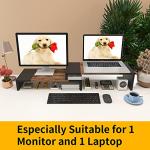 Adjustable Dual Monitor Stand with Organizer Shelves