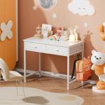 Furologee White Small Computer Desk with Drawers