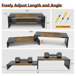 Adjustable Dual Monitor Stand with Organizer Shelves