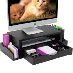 Adjustable Monitor Stand and Desk Organizer with Drawer