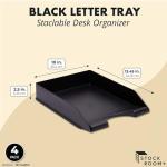 Stackable Black Letter Trays - 4-Pack