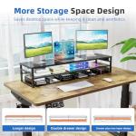 Dual-Level Metal Monitor Stand with USB & Organizer