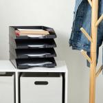 Stackable Black Letter Trays - 4-Pack