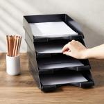 Stackable Black Letter Trays - 4-Pack