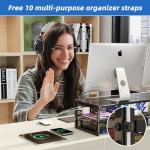 Dual-Level Metal Monitor Stand with USB & Organizer