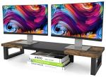 Wood and Steel Dual Monitor Stand Riser