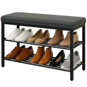 USTECH 3-Tier Shoe Storage Bench with Seat