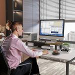 Wood and Steel Dual Monitor Stand Riser