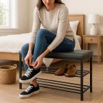 USTECH 3-Tier Shoe Storage Bench with Seat
